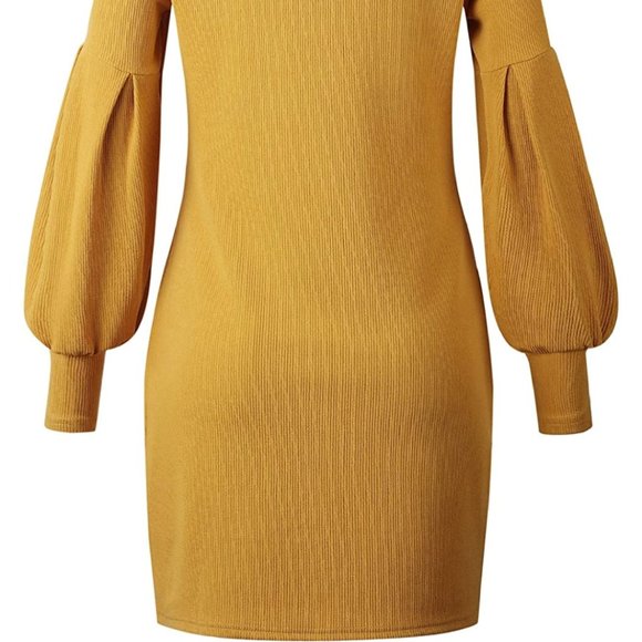NWT Mustard Yellow Knit Mockneck Princess Dress - Picture 5 of 5